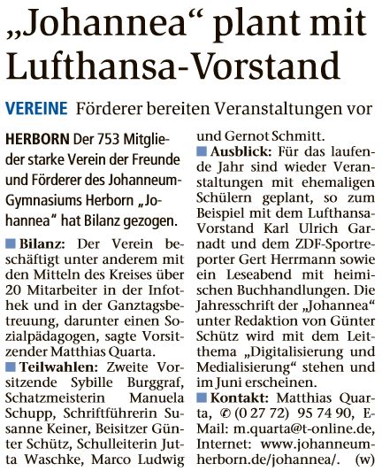 Johannea plant mit Lufthansa Vorstand HT vom 17.03.2018